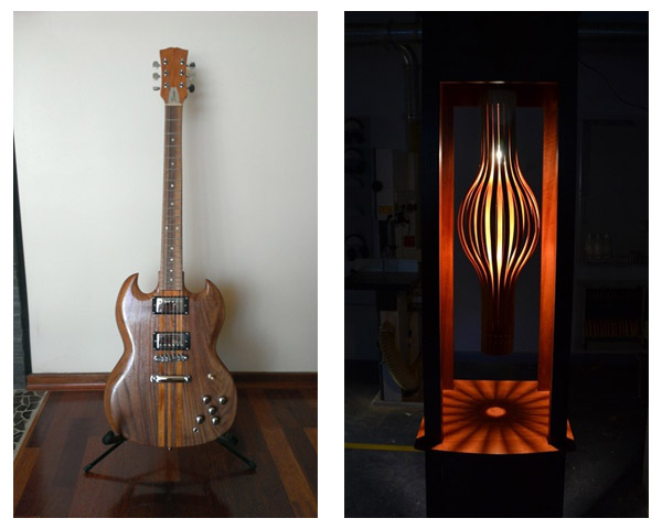 Projects by Hayden Fenton: Electric Guitar and Lisa Maynard: Jarrah Lamp